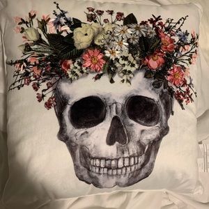 Ashland skull flower Halloween pillow